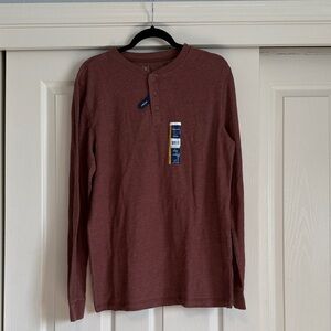 George Men's Long Sleeve Henley Shirt - Burgundy